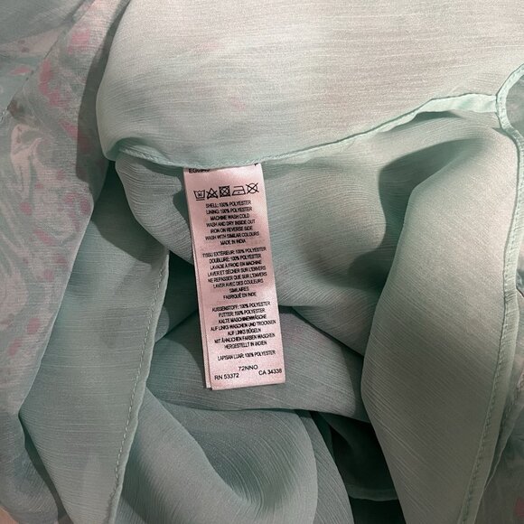 French Connection Endra Blouse XS Sheer Chiffon Glass Mint Frill Ruffle Flutter - Picture 6 of 8